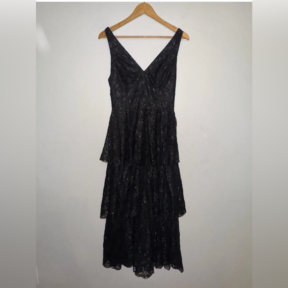 Whimsigoth Black Lace Tiered Midi Dress Gothic Fairy  Size 4